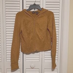 Copper Key Women's XL Gold Cropped Hooded Sweater